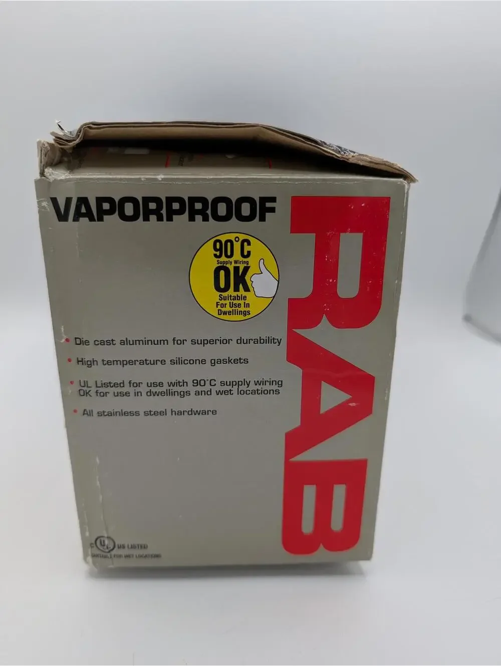 RAB VXBR100PW Vaporproof Wall Bracket Outdoor Light Fixture